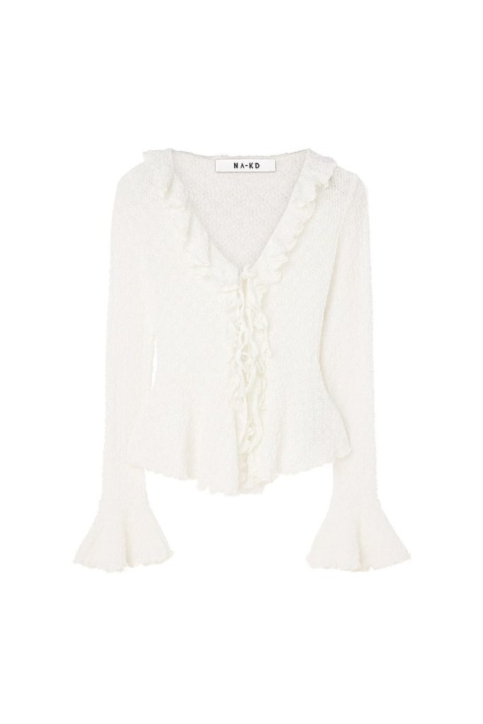 White cardigan with flounces